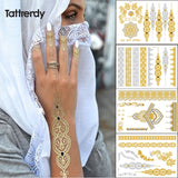 Billlnai 4Pcs New Indian Arabic Design Golden Silver Flash Tribal Henna Tattoo Paste Metalicos Color Metal Tattoo Set Body Hand Bride Hot