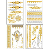 Billlnai 4Pcs New Indian Arabic Design Golden Silver Flash Tribal Henna Tattoo Paste Metalicos Color Metal Tattoo Set Body Hand Bride Hot