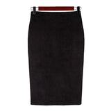 Sexy Multi Color Suede Midi Pencil Skirt Women 2023 Fashion Elastic High Waist Office Lady Bodycon Skirts Saias