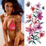 Billlnai Purple Flower Tattoos Waterproof Sexy Tattoo For Women Girls Peony Rose Lotus Flower Tattoo And Body Art Fashion Stickers Bikini