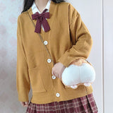Sweaters for Women Fashion Japanese Style Loose Knitted Sweater Long Solid Color Preppy Girls Kawaii Cardigan 2023