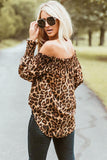 Billlnai New Womens Off Shoulder Blouse Sexy Leopard Print Long Sleeve Blouse Ladies Tops And Individualized Shirt