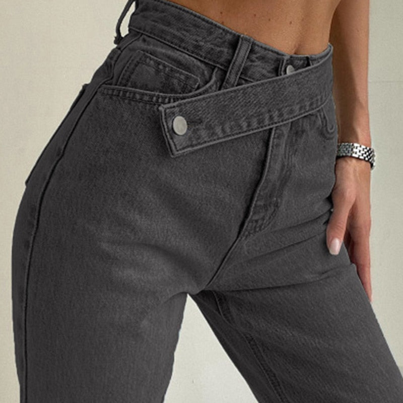 Billlnai Casual Fashion Straight Denim High Waist Jeans Women Pants Fall Winter 2023 Harajuku Boyfriend Jeans Loose Bottom