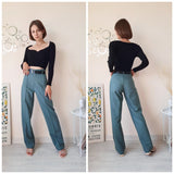 2023 New Summer Women Vintage Solid Pants Female Office Lady Bottoms Slim High Waist Casual Chic Straight Trousers