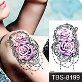 Billlnai Fashion Colorful Tattoo Waterproof Stickers Beautiful Flowers Tattoo Women New Waterproof Temporary Black Tattoo Sticker Body