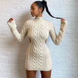 Turtleneck Sexy Backless Knitted Women Sweater White Long Sleeve Hollow Out Sweater Women Autumn Slim Fashion Streetwear