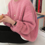 Billlnai 10 colors Pink 2023 Women Sweater Pullover Female Knitting Overszie Long Sleeve Loose Knitted Outerwear Womens Winter Sweaters