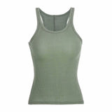 Solid Color Basic Ribbed Knitted Tank Top Women Summer Vintage Sleeveless Camis 90s Cool Girls Streetwear Green Soft Tees