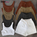 Christmas Gift Weird Puss 2 Piece Sets Women Casual Cotton Tracksuit Fitness Tank Top Drawstring Shorts Activity Stretchy Summer Street Outfits