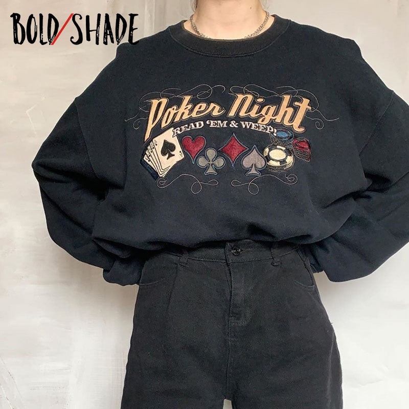 Bold Shade Vintage Goblincore Fashion Hoodies Letter Print Women Indie Sweatshirts Long Sleeve Oversize y2k Winter Fall Top 2023