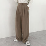 Billlnai Casual Women Wide Leg Long Pants High Waist Loose Solid Color Korean Style Vintage Office Lady Baggy Trousers 2023 New Fashion