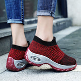 Billlnai 2023 Spring Women Sneakers Shoes Flat Slip on Platform Sneakers for Women Black Breathable Mesh Sock Sneakers Shoes