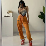 WeiYao 90s Jogging Sweatpants Women Hippie Harajuku Streetwear Oversize Y2K Pants Print Baggy Wide Leg Pants of Female 2023