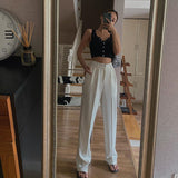 Billlnai Spring New Office Lady High Quality Elegant Casual Fashion Wide Leg Women Female Pants Hot Sales