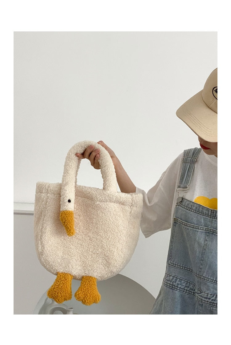 Youda Winter Women Small Plush Tote Simple Warm Cloth Wrist Bags Cute Soft Handbag High Quality Eco Makeup Bag Purses For Girls