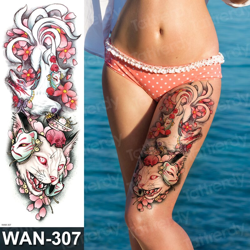 Billlnai Sexy Tattoo Stockings Thigh Leg Temporary Tatoos For Women Girls Body Stickers Flowers Peonies Carp Fish Dragon Snake Tattoo Big