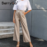 BerryGo Casual wide leg solid ladies long pants High street spring loose trousers Fashion office women pants steetwear 2023