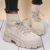 2023 Fashion New Socks Shoes Woman Stretch Fabric Mid-Calf Casual Platform Boots Knitted Short Boots Women Plus Size 43 Booties