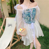 Billlnai  2023 Vintage Elegant Party Floral Crop Tops Women Bandage Y2k Sexy Korean Bustiers Crop Summer Lace Boho Beach Strap With Corset