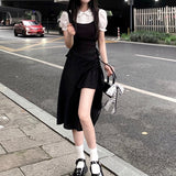 Billlnai 2023 Black Gothic Y2k Midi Dress Women Elegant One Piece Dress Korean Vintage Beach Party Dresses Summer  Ladies Kawaii Clothes