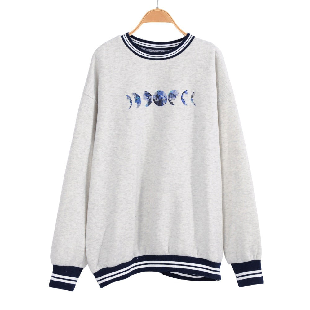 Plus Size Autumn Winter Sun Star Sweatershirts Womens Casual Loose Pullover Cute Youg Girls Hoodies Female Clothes Gray Oversize