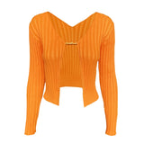 Tossy Sexy Knitted Long Sleeve Cardigan Sweaters for Women Casual Shirts Ladies Ribbed Knit Cropped Tops Pullovers Femme 2023