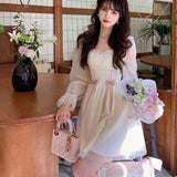 Graduation Gifts  2023 Autumn Elegant Princess Dress Women Sweet Dot Party Long Sleeve Fairy Dress Female Casual Vintage Korean Kawaii Mini Dress
