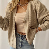 Cryptographic Autumn Winter Knitted Open Stitch Cardigan Sweater Women Streetwear Long Sleeve Top Oversized Sweater Coat Sueters