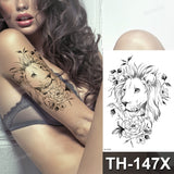 Billlnai Big Temporary Tattoos Animals Thigh Leg Tiger Rose Wolf Lion Head Sexy Fake Tatoo Woman Men Body Art Tattoo Sticker Waterproof