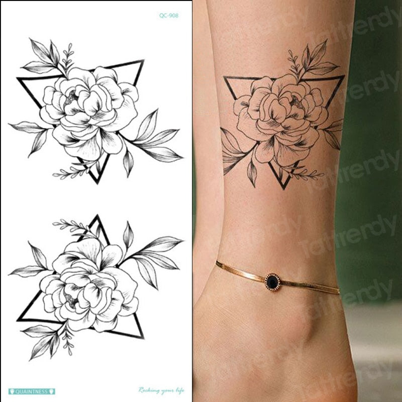 Billlnai Temporary Armband Tattoos Waterproof Temporary Tattoo Sticker Flower Lotus Tattoo Sleeve Women Wrist Arm Sleeves Tatoo Fake Girl