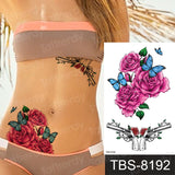 Billlnai Fashion Colorful Tattoo Waterproof Stickers Beautiful Flowers Tattoo Women New Waterproof Temporary Black Tattoo Sticker Body
