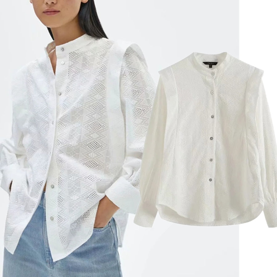 Christmas Gift Withered Indie Folk Vintage Embroideried Butterfly Sleeve White Elegant Blusas Mujer De Moda 2023 Shirt Enlgand Blouse Women
