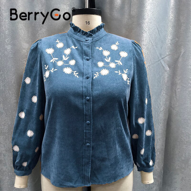 BerryGo Office Lady Turtleneck Polka Dots Women Blue Shirt Autumn Causal  Ladies Skinny Top Female Regular Sleeves Blouse 2023
