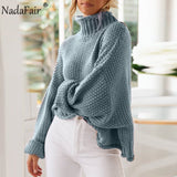 Billlnai Loose Oversized Turtleneck Sweater Women Autumn Winter Casual Knitted Pullover Woman Sweater Jumper Pulls Plus Size