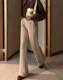 Billlnai Autumn Fashion High Waist Loose Casual Solid Knit Straight Wide Leg Pants Women Office Lady Streetwear Trousers Female