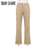 Bold Shade Street Trend Grunge Jeans Unicolor Y2K High Waist Skinny Straight Pants Women Indie Vintage Fashion Summer Pants 2023