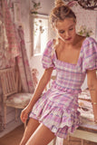 Billlnai Colorful Vintage Plaid Elastic Camis Pleated Short Design Slash Neck Simple Summer New Women Crop Top