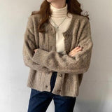 Korean Sweater Women Cardigan Spring Autumn Knitted Ribbed O-Neck Cropped Cardigans Ladies Single Breasted Casual Fashion Top