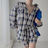 Billlnai Women Summer Tracksuit  Lounge Wear Shorts Set Long Sleeve Shirt Tops Shorts Pants Suit Two Piece Set