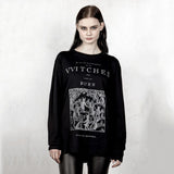 Rosetic Women Autumn New Halloween T-shirt Long Sleeve Casual Tops Y2K Gothic Tshirts 2023 Punk Pentagram Letter Printed Tshirt