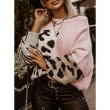 Women Casual Leopard Printed Knitted Sweater Long Sleeve O neck Elegant Casual Loose-fitting Pullover 2023 Winter Fashion Tops