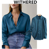 Christmas Gift Withered Autumn Blouse Women england style office lady fashion silk shine loose casual Blusas mujer de moda 2020 Shirt Blouse