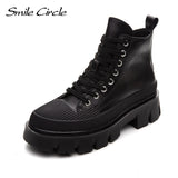 Smile Circle Ankle Boots Women Flat platform Boots Fashion Autumn Winter Non-slip Waterproof Chunky Shoes Boots Keep Warm Shoes