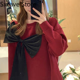 Graduation Gifts Billlnai 2023 Autumn Bow Sweatshirt Women Casual Long Sleeve Loose Hoodies Female Pure Color Outwear Korean Fashion Clothing Y2k Tops