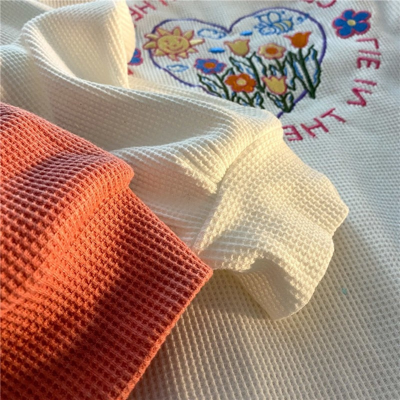 Billlnai  2023  Japanese Preppy Style Vintage Embroidery Hoodies Korean Sweet Kawaii Oversize Sweatshirts Harajuku Casual Flower Cute Hoodie