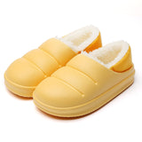 Billlnai Winter Women Fur Slippers Waterproof Warm Plush Household Slides Indoor Home Thick Sole Footwear Non-Slip Solid Couple Sandals