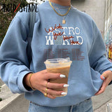 Bold Shade Indie Streetwear Sweatshirts Crewneck Vintage 90s Letter Printing Hoodies Goblincore Winter Long Sleeve Sportswears