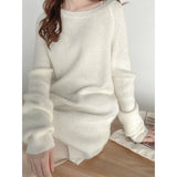 New Autumn / Winter 2020 Korean Style Soft Comfortable Rabbit Hair Blended Women's Long Sleeve Knitted Pullover Pink Sweater