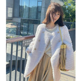 Graduation Gifts Billlnai  2023  Winter Faux Fur Coats Women Casual Outwear Korea Fashion Warm Fur Cropped Jacket Office Lady Button Pure Collor Long Sleeve