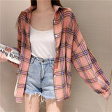 Korean Style Plaid Classic Loose Shirts Blouse Women Daily All-match Cute Student Women Clothing 2020 New